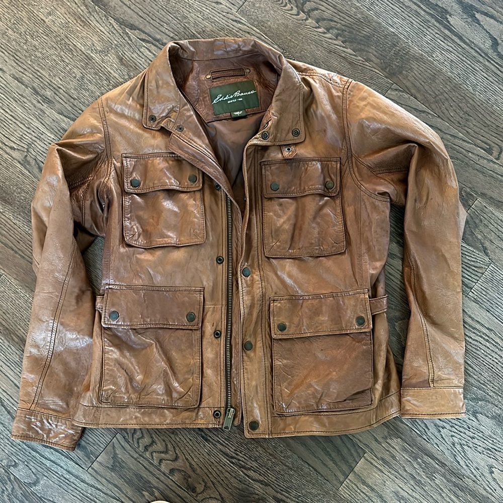 Eddie Bauer Men's Brown Leather Field Jacket